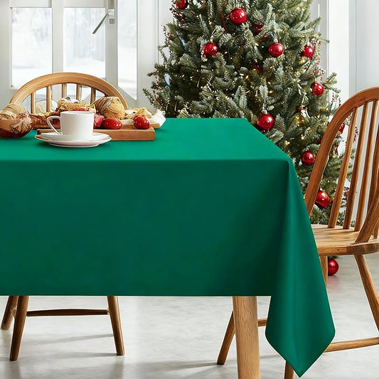 DWCN Square Christmas Tablecloth - 70 x 70 Inch - Waterproof Stain and Wrinkle Resistant Washable Table Cloth, Decorative Fabric Table Cover for Kitchen Dining Room Party, Emerald Green