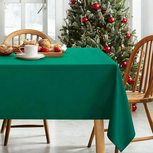 DWCN Rectangle Tablecloth - 54 x 120 Inch - Waterproof Stain and Wrinkle Resistant Washable Table Cloth, Decorative Fabric Table Cover for Kitchen Dining Room Party and Outdoor Use, Emerald Green