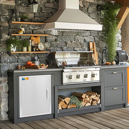 Treshin Outdoor Kitchen Door 18" W x 20" H, Single BBQ Access Doors | Stainless Steel Door with Magnetic Closure & Hooks, Flush Mount for Grill Island, Outdoor Kitchens, BBQ Station