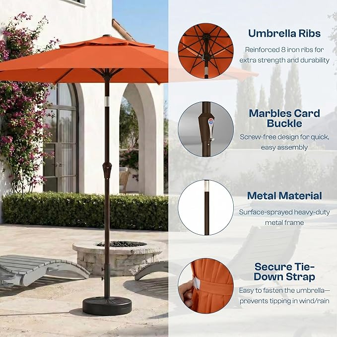 Patio Umbrella, 2 Tier Outdoor Table Umbrella, Large Vented Market Umbrellas with Push Button Tilt and Crank, 8 Sturdy Ribs for Backyard, Deck, Pool, UPF50+ UV Protection