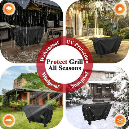 Outdoor Dining Grill Cart Cover - 27" D x 51" W x 34" H, 600D Grill Cart Cover for Feasto, Heavy Duty Waterproof BBQ Food Prep Table Covers, Black