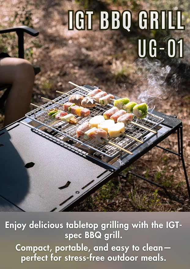 CAMPINGMOON IGT Compatible Charcoal Grill Portable Tabletop BBQ Stove Heat-Shield Design 304 Stainless Steel Precision Airflow Overlanding Camping UG-1