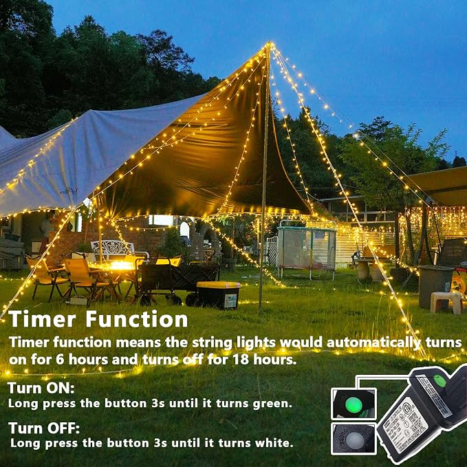 YEGUO 165ft 500 LED String Lights Outdoor Waterproof, Clear Wire Christmas Lights Indoor Plug in, 8 Modes Fairy Light for Bedroom Classroom Christams Party Wedding Tree Decor(Warm White)