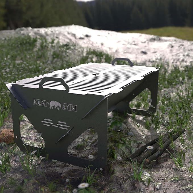 BBQ Grill Set | BBQ Grill with Stainless Steel Portable Instant Foldable Fire Set with Carrying Bag for Outdoor, Camping, Camp, Campfire (Easy Grill)