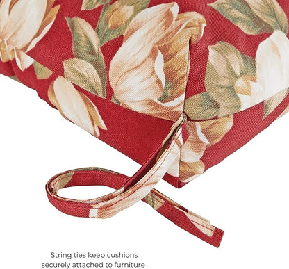 Modern Outdoor Chaise Lounge Cushion with Ties – Durable Polyester Fabric, Channel-Filled Polyfiber Insert, Removable Zippered Cover, Roma Floral