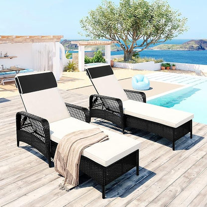 Enipate Outdoor Chaise Lounge Head Pillow, Pack of 2 Water Resistant Headrest Pillows with Elastic Band for Pool Patio Chairs