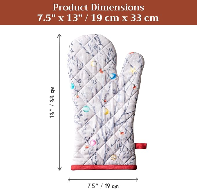 Maison d'Hermine Oven Gloves 100% Cotton Oven Mitt (7" x 13", Pack of 1) | With Loop Heat Resistant BBQ Cooking Gloves Baking Kitchen Handling Hot Pans Thanksgiving Christmas - Fairy Christmas
