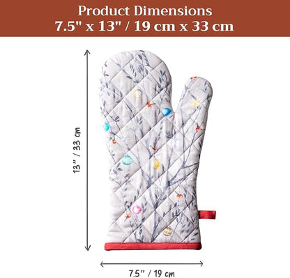 Maison d'Hermine Oven Gloves 100% Cotton Oven Mitt (7" x 13", Pack of 1) | With Loop Heat Resistant BBQ Cooking Gloves Baking Kitchen Handling Hot Pans Thanksgiving Christmas - Fairy Christmas
