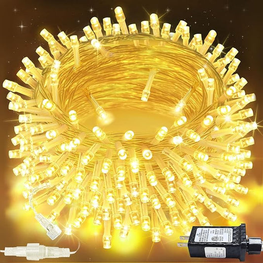 200 LED Connectable String Lights, 66FT Christmas Lights Outdoor Indoor | Warm White, 13 Modes, Timer, Clear Wire Waterproof Twinkle Fairy Lights Plug in for Bedroom Classroom Patio Xmas Tree Decor