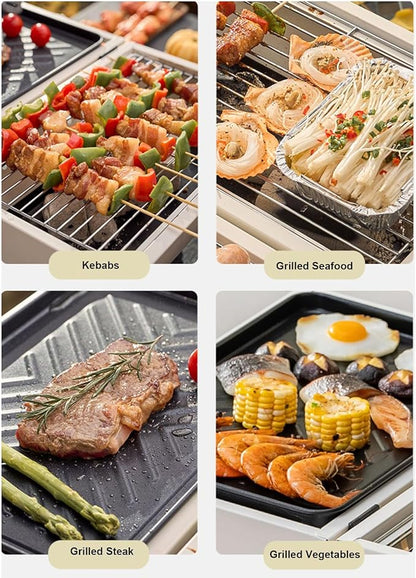 BBQ Barbecue Grill, Portable BBQ Charcoal Barbecue Grill, Barbecue Grill for Outdoor Camping Garden Picnic Trip Beach, with Handle,Black