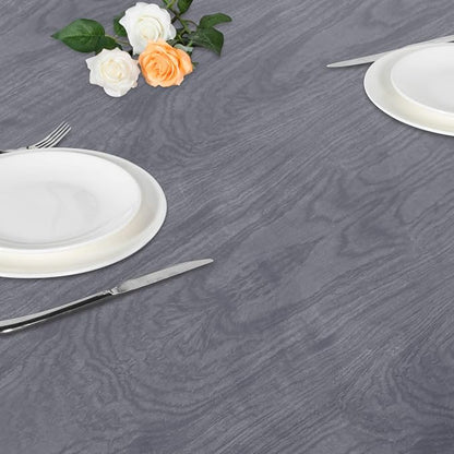 LUSHVIDA Round Waterproof Table Cover Elastic Vinyl Fitted Tablecloth Elastic Edged Plastic Table Cloth (Wood Gray, Best for Up to 45"-56" Round)