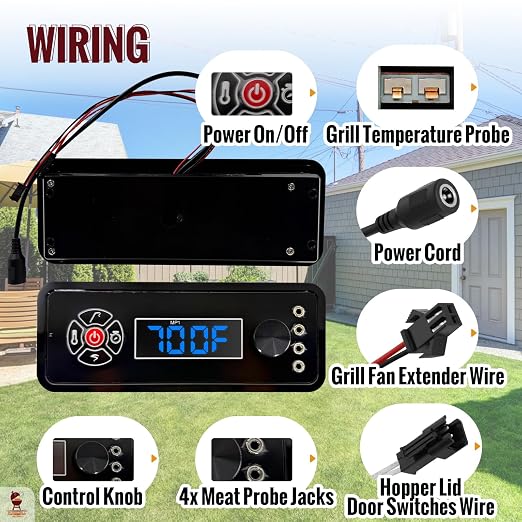 Replacement Non-WiFi Controller Combo Set for Masterbuilt Gravity Series 560/800/1050 Digital Charcoal Grill + Smoker – Full Kit Includes Control Panel, 4 Meat Probes, 3 Door Switches & Power Adapter