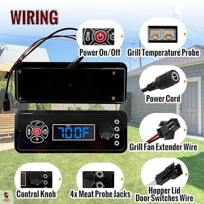 Replacement Non-WiFi Controller Combo Set for Masterbuilt Gravity Series 560/800/1050 Digital Charcoal Grill + Smoker – Full Kit Includes Control Panel, 4 Meat Probes, 3 Door Switches & Power Adapter
