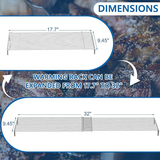 Outspark Adjustable Griddle Warming Rack for Blackstone 22 28 36 Inches Griddle, 304 Stainless Steel Grill Roasting Rack Accessories for Weber Charbroil and Most Tabletop Flat-top Griddle Grills