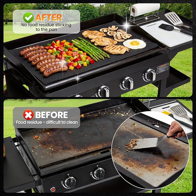 Blackstone Griddle Accessories – Custom Nonstick Mat for 28 Inch Black stone, 2 Pack Reusable Liner to Protect Griddle | Blackstone Accessories for Outdoor Cooking & Easy Cleanup
