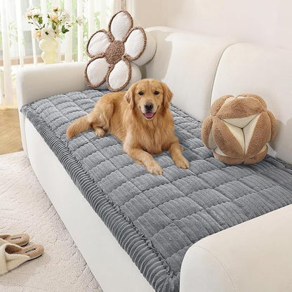 OstepDecor Couch Cover for Dogs, Washable Non Slip Sofa Cover for Pets | Soft Couch Covers for Sofa, Loveseat and Sectional, Furniture Protector Against Pet Hair & Dirt (27.6" x 70.9", Blue Grey)