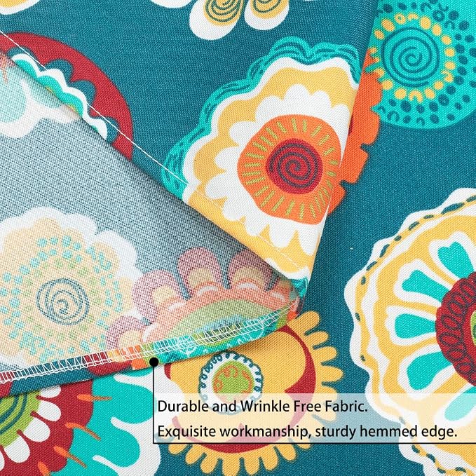 Magpie Fabrics 60" Round Tablecloth with Umbrella Hole and Zipper, Washable Waterproof Wrinkle Free Zippered Patio Table Cloths Table Covers for Spring, Party, Backyard, Picnic, BBQS (Floral Green)