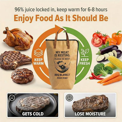 BBQ Blanket for Resting Meat - Fathers Day Dad Birthday Gifts for Men, Him, Husband, Boyfriend - 21” Insulated Smoker Blanket for Brisket, Turkey & Pork Shoulder - Waterproof Tyvek Meat Resting Bag