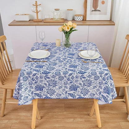 LIBERECOO Heavy Duty Vinyl Tablecloth with Flannel Backing Waterproof Oil-Proof Plastic Table Cloth Stain-Resistant Wipeable Rectangle or Square Table Cover for Indoor and Outdoor 60 x 102 Inch