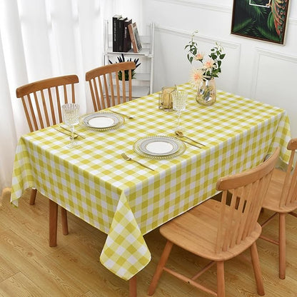 Classic Gingham Tablecloth Fabric - Oblong 58x120 Water Resistant Chequered Pattern Table Cloth for Indoor/Outdoor Use - Tabletop Cover for Birthday, Picnics, Gardens, and Parties