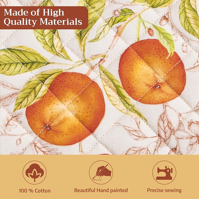 Maison d' Hermine Pot Holders 100% Cotton Potholders (8" x 8", Pack of 1) | Heat Resistant Hot Pads with Loop BBQ Cooking Baking Hotel Kitchen Handling Hot Pans Thanksgiving Christmas - Vintage Harvest