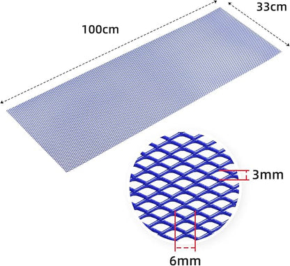 AggAuto Universal 40"x13" Car Grill Mesh 3x6mm Rhombic Hole Blue | Aluminum Alloy Automotive Grille Insert Bumper, One of the Most Multifunctional Shape Grids 100x33cm