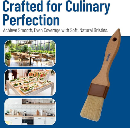SPARTA Kitchen Basting Brush – 4037300 Basting Brush for Cooking Flat Boar Bristle Brush, Hardwood Handle for Kitchens, Restaurants, Catering, High Heat Food Prep, 1.5in, Pack of 12