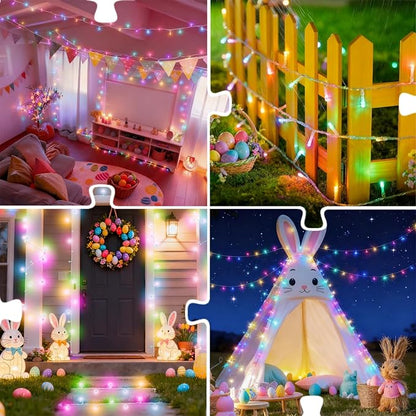 HOME LIGHTING 66ft Easter Decorative Mini Lights, 200 LED Clear Wire Fairy Starry String Lights Plug in, 8 Lighting Mode, Indoor Outdoor Xmas Tree Wedding Party Garden Decoration (Pastel Multicolor)