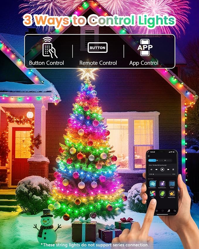 OZS 600LED Smart Color Changing Fall String Lights | 206FT App Controlled Orange Lights, RGB LED String Lights with Remote & Timer, Music Sync Multiple Modes Indoor Outdoor for Fall Decor