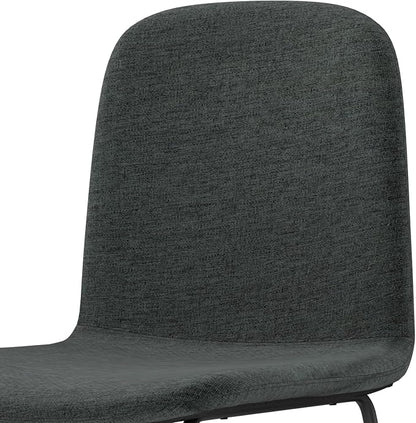 SIMPLIHOME Wilcox Contemporary Dining Chair (Set of 2) in Charcoal Grey Woven Fabric for the Dining Room