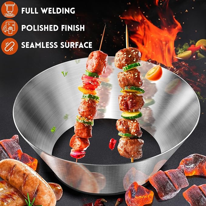 Stainless Steel BBQ Whirlpool Charcoal Grill | Accesories for Weber Kettle 22 26.75 WSM Smokey Mountain, XL Big Green Egg, XL Kamado Joe