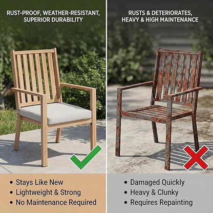 RoyalCraft Aluminum Outdoor Patio Chairs Set of 6, Outdoor Chairs with Waterproof Cushions, Outdoor Dining Chairs with Armrests, Metal Patio Furniture Set for Porch, Balcony, Deck, Backyard, Brown