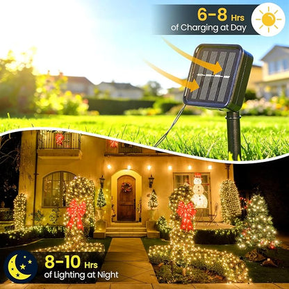 Solar Christmas Lights Outdoor Waterproof Solar String Lights Outdoor with 8 Lighting Modes for Garden Yard Pathway Fence, 50LED 23FT, Warm White