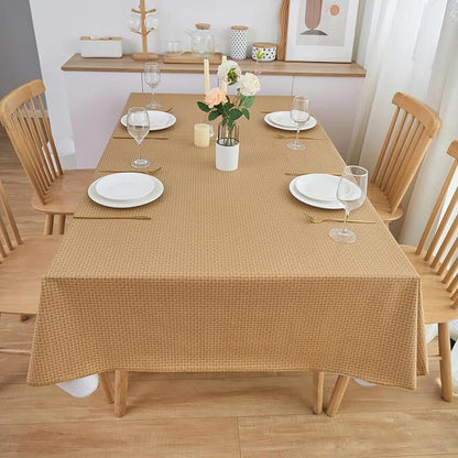 LIBERECOO Heavy Duty Vinyl Tablecloth with Flannel Backing Waterproof Oil-Proof Plastic Table Cloth Stain-Resistant Wipeable Rectangle or Square Table Cover for Indoor and Outdoor 60 x 102 Inch