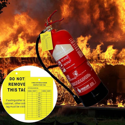 Monthly Fire Extinguisher Inspection Tags Record 4-Year Maintenance Tags Fire Recharge and Inspection Record Tag for Indoor Outdoor Extinguishers(50 Pieces)