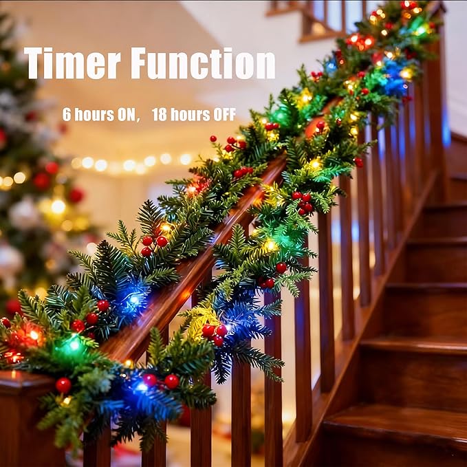Battery Operated String Lights - 2 Pack Total 33ft 100 LEDs Multicolor Christmas Lights with Timer, 8 Modes Waterproof Twinkle Lights for Indoor Outdoor Xmas Tree Wreath Party Holiday Decorations