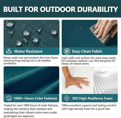 Goodgoods 19.5 x 20 Outdoor Chair Cushions Set of 4, Fade-Resistant & Water-Resistant Patio Seat Cushion Pads with Ties, 30D High-Resilience Foam for Dining Room Kitchen Chairs, Malachite