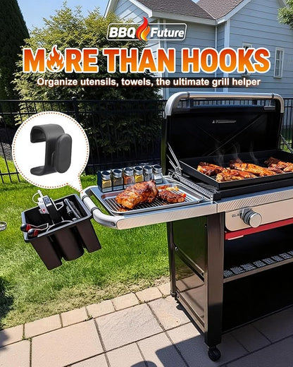8-Pack Tool Hooks for Weber Grills, Grill Tool Holder for Weber Slate Griddle, Grill Accessories for 3400519 Weber Works Side Rail, Barbecue Utensils Outdoor Hanging