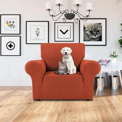 LURKA Stretch Chair Cover for Sofa, 1 Piece Armchair Slipcover, Pumpkin | Soft Stretch Jacquard, Fits 31"-55" Armchairs, Elastic Bottom for Secure Fit, Machine Washable, Pet & Kid Friendly