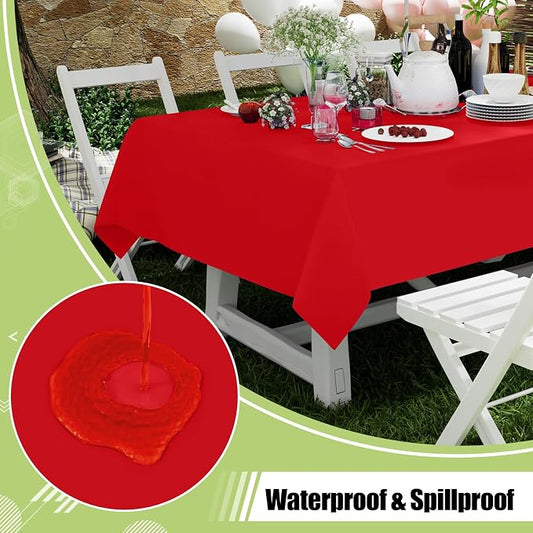 Smiry Disposable Table Cloth 3 Pack, 54 x 108 Inch Waterproof Plastic Tablecloth, Decorative Rectangle Table Covers for Party, Birthday, Picnic, Red