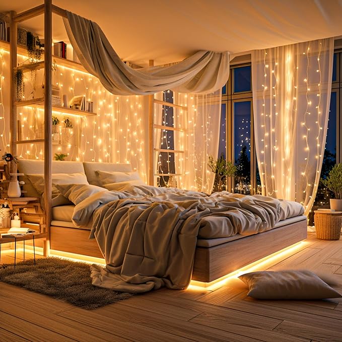 82FT 250 LED Outdoor String Lights, Warm White Christmas Lights Indoor | Plug in Waterproof 8 Modes Clear Wire String Twinkle Lights for Bedroom Outside Patio Yard Xmas Party Wedding Decorations