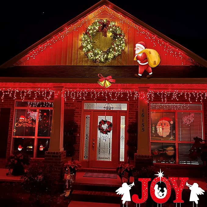 YEGUO 66ft 800 LED Icicle Lights Outdoor Waterproof, 160 Drops Halloween Lights Connectable, 8 Modes Icicle Christmas Light with Memory(Red)