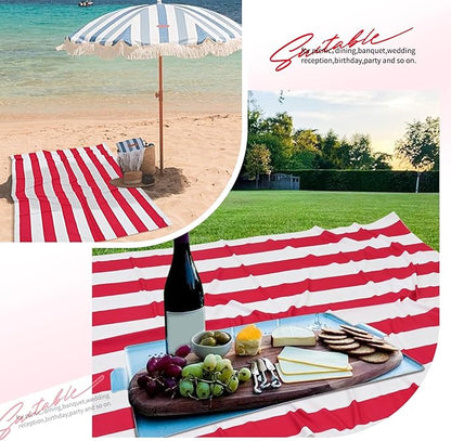 6 Pack Red and White Striped Tablecloth Rectangle 60x84inch Polyester Fabric Washable Table Cloth for Afternoon Tea Table Birthday Party Picnic Barbecue Gathering Indoor Outdoor Dining Decor