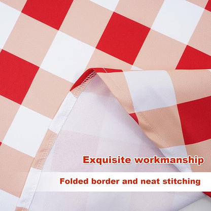 SquarePie 60x84 Inch Rectangle Outdoor Tablecloth with Umbrella HOL -Waterproof Spillproof Polyester Zipped Patio Table Cloth for Spring Summer Picnic Camping Backyard BBQs, Red Checkered