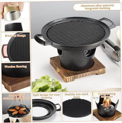 Korean BBQ Grill, Smokeless Non-stick Tabletop Charcoal Grill, Easy to Assemble Portable BBQ Grill for Home, Picnics, Camping and Outdoor Gatherings