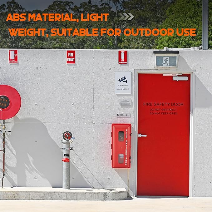 DoubleFill 2 Pcs 10 lb Fire Extinguisher Cabinet Box with Internal Rope Fastening and External Latch Sturdy Plastic Holder Case Vandal-Resistant Weatherproof Protect Indoor Outdoor (26 x 12 x 9 in)