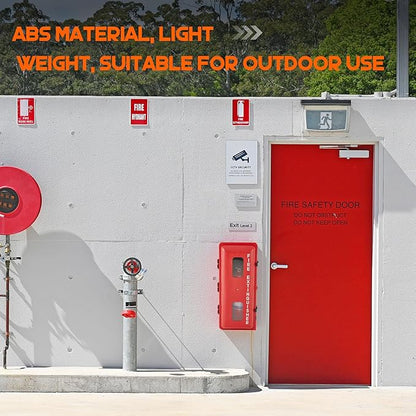 DoubleFill 2 Pcs 10 lb Fire Extinguisher Cabinet Box with Internal Rope Fastening and External Latch Sturdy Plastic Holder Case Vandal-Resistant Weatherproof Protect Indoor Outdoor (26 x 12 x 9 in)