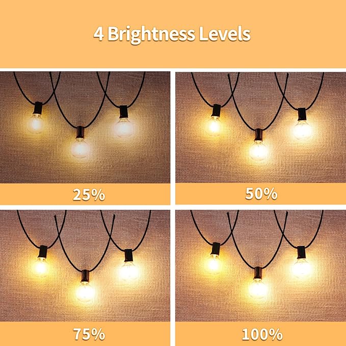 SANBEN Outdoor String Lights-100ft 50+2 G40 Bulbs Patio Lights with Remote | Dimmable & Timer, IP65 Waterproof & Shatterproof, 24V Low-Voltage LED Lights for Outside Deck Garden Backyard Porch Party