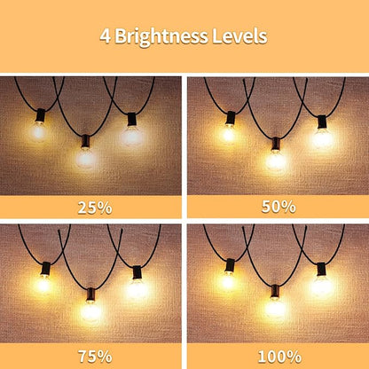 SANBEN Outdoor String Lights-100ft 50+2 G40 Bulbs Patio Lights with Remote | Dimmable & Timer, IP65 Waterproof & Shatterproof, 24V Low-Voltage LED Lights for Outside Deck Garden Backyard Porch Party