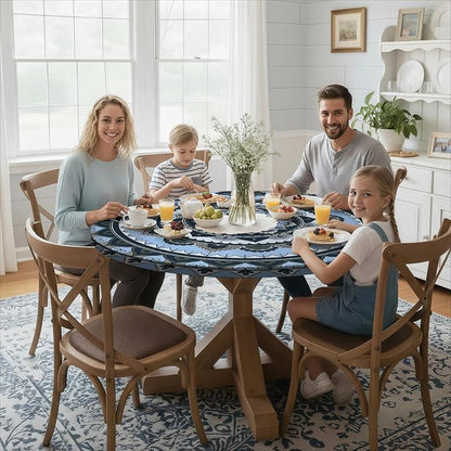 opstellen Fitted Round Tablecloth Waterproof Table Cloth Vinyl Indoor Outdoor Circle Cover for 36-44" Tables Dining Kitchen Apartment Home Party Gear Gifts Summer Fall Patio Picnic Camping Essentials